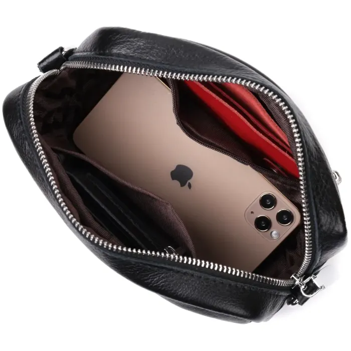 Жіноча сумка з натуральної шкіри Vintage 22436 Чорна