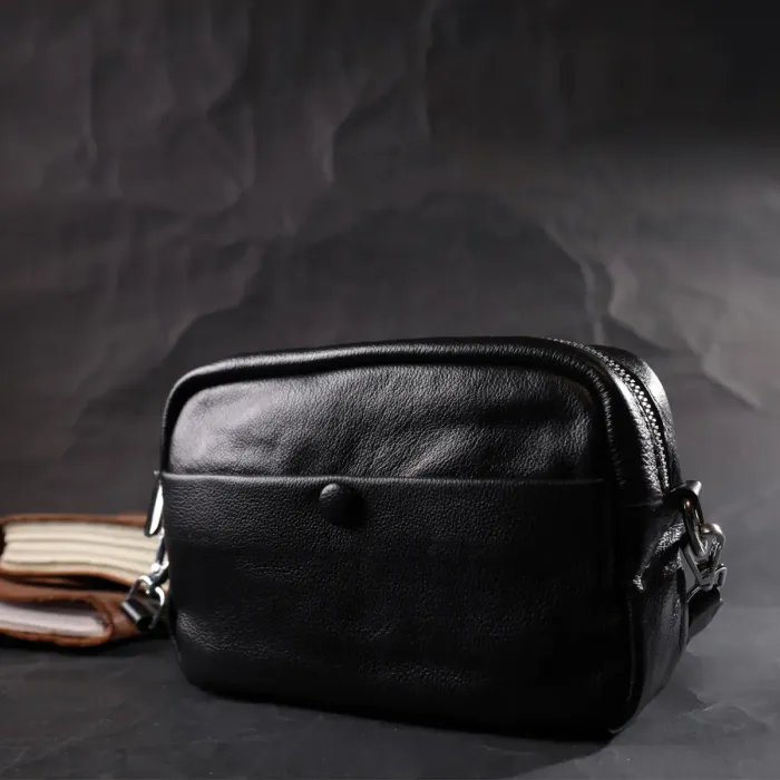 Жіноча сумка з натуральної шкіри Vintage 22436 Чорна