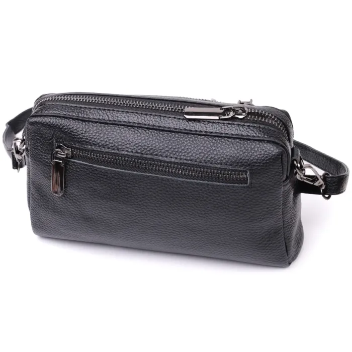 Жіноча сумка-клатч із м'якої натуральної шкіри Vintage 22375 Чорна