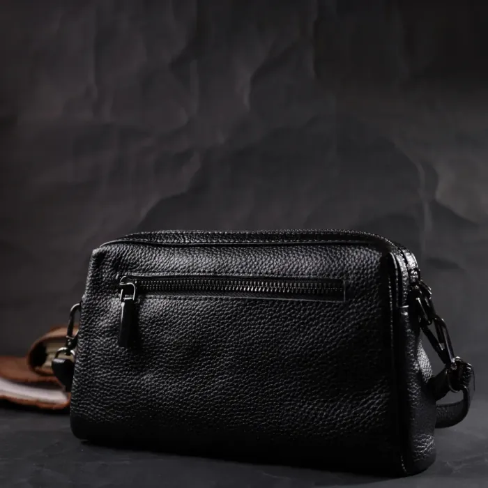 Жіноча сумка-клатч із м'якої натуральної шкіри Vintage 22375 Чорна