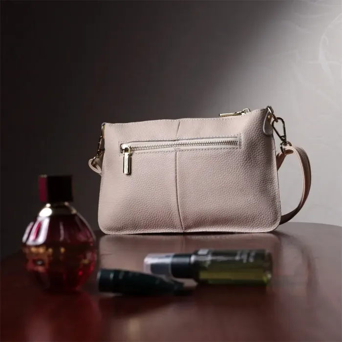 Женская сумка-клатч на лето с двумя ремнями из натуральной кожи Vintage 22648 Белая