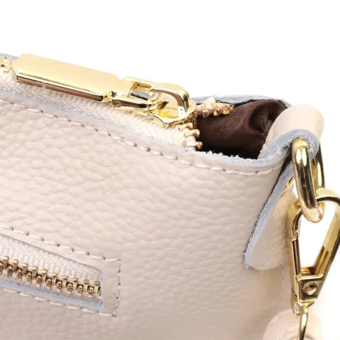 Женская сумка-клатч на лето с двумя ремнями из натуральной кожи Vintage 22648 Белая