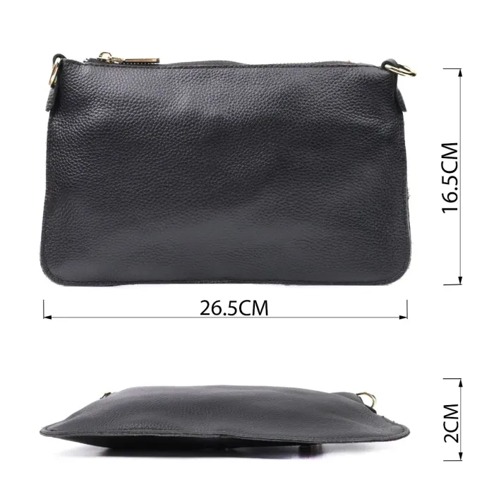 Женская сумка-клатч в классическом цвете с двумя ремнями из натуральной кожи Vintage 22649 Черная