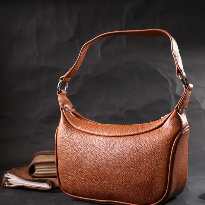 Сумка напівкруглого формату з однією ручкою з натуральної шкіри Vintage 22413 Коричнева