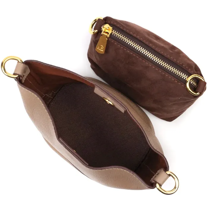 Жіноча сумка з автономною косметичкою всередині з натуральної шкіри Vintage 22364