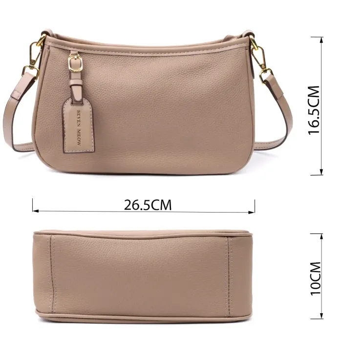 Женская сумка с двумя съемными ручками из натуральной кожи Vintage 22632 Бежева