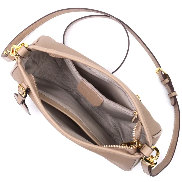 Женская сумка с двумя съемными ручками из натуральной кожи Vintage 22632 Бежева