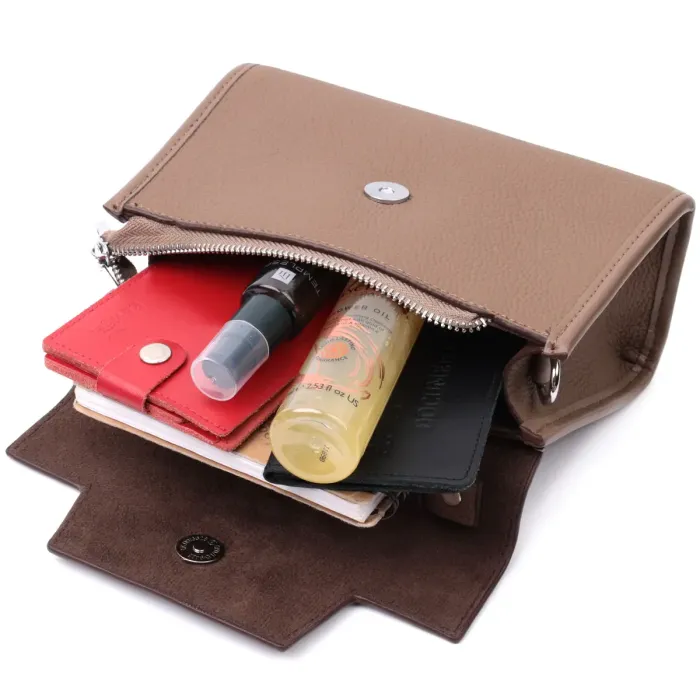 Жіноча сумка з геометричним клапаном з натуральної шкіри Vintage 22630