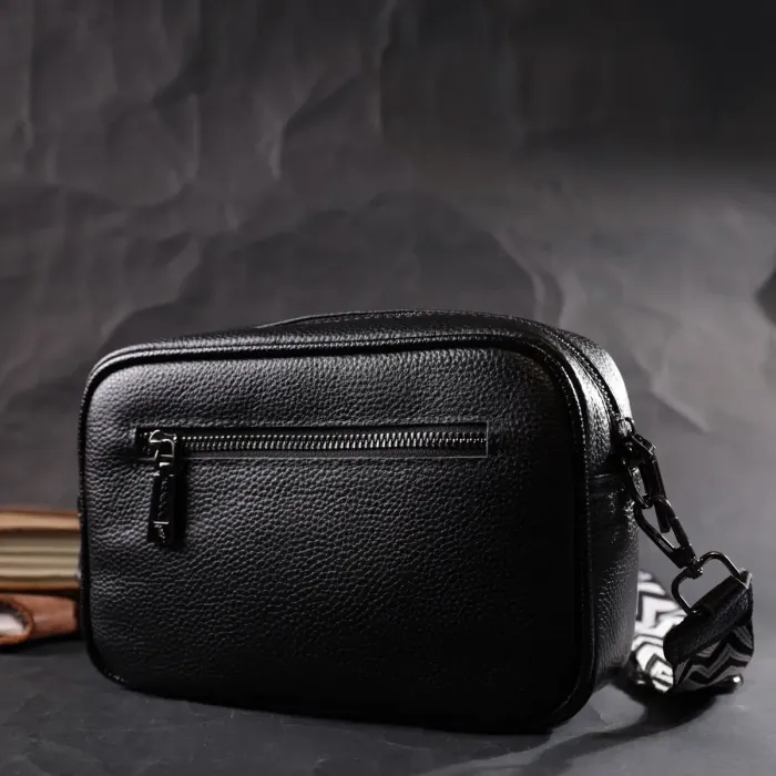 Жіноча сумка з палітуркою з натуральної шкіри Vintage 22406 Чорна