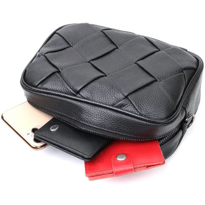 Жіноча сумка з палітуркою з натуральної шкіри Vintage 22406 Чорна