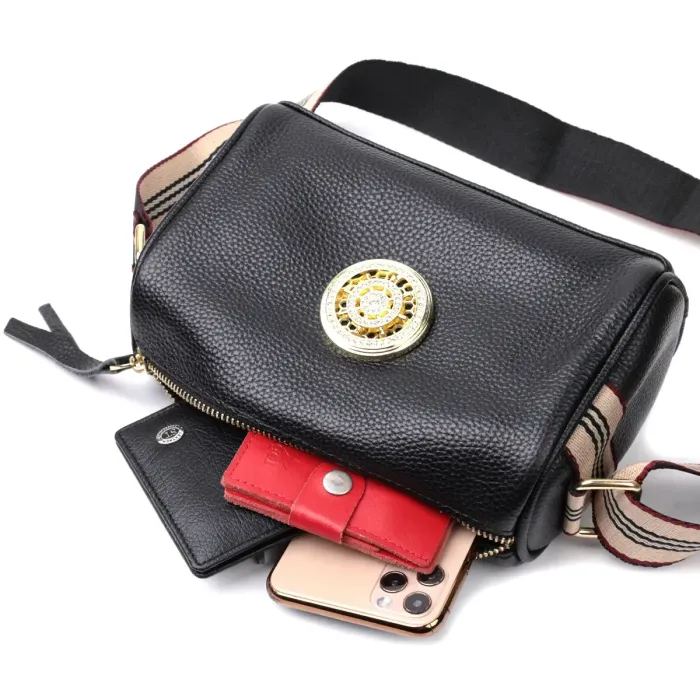 Жіноча сумка з натуральною шкірою Vintage 22262 Чорна