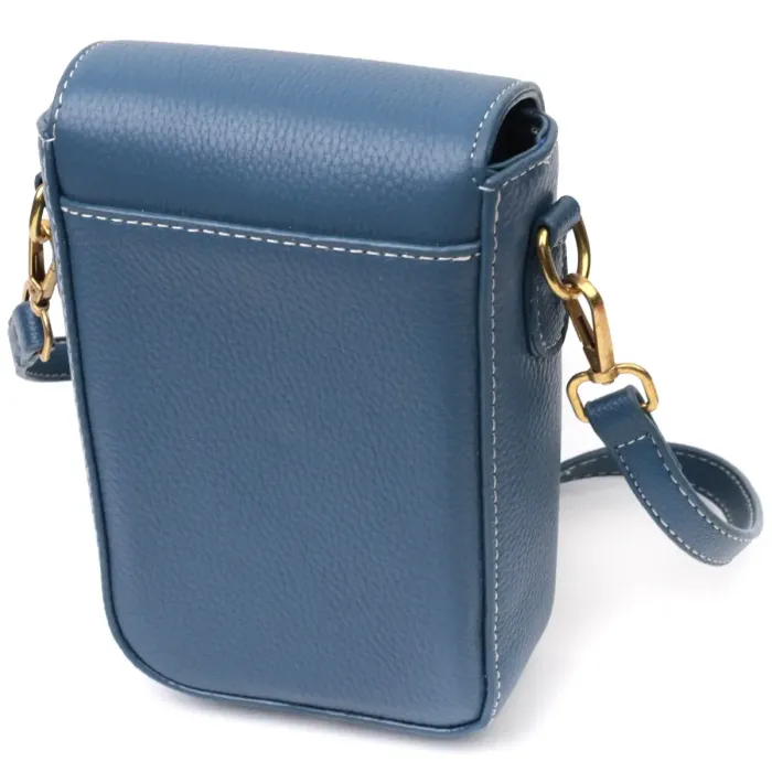 Сумка вертикального формату з клапаном з натуральної шкіри Vintage 22310 Блакитна