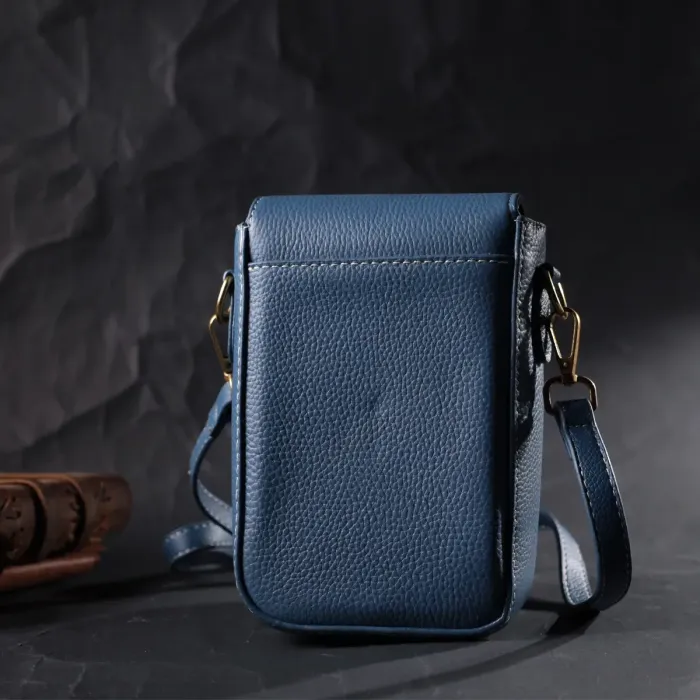 Сумка вертикального формату з клапаном з натуральної шкіри Vintage 22310 Блакитна