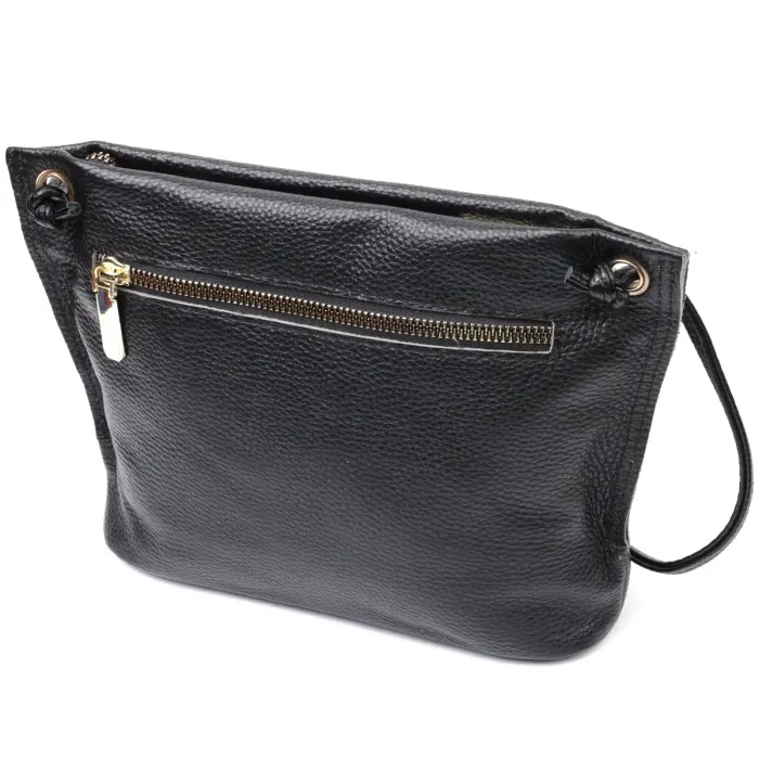 Жіноча трапецієподібна сумка з натуральної шкіри Vintage 22395 Чорна