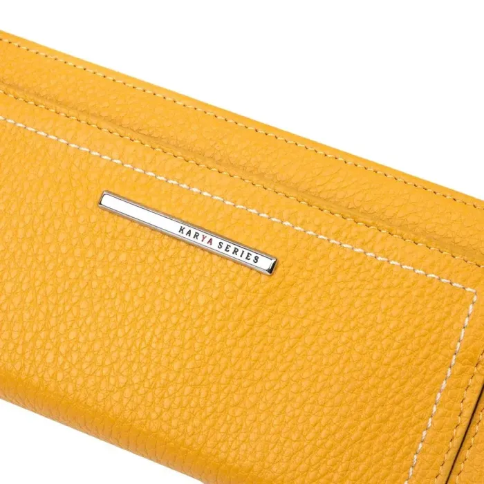 Жіночий горизонтальний гаманець із натуральної шкіри KARYA 21097 Жовтий