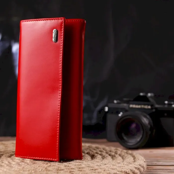 Жіночий яскравий гаманець з натуральної гладкої шкіри CANPELLINI 21626 Червоний