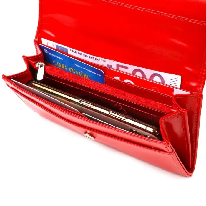 Жіночий яскравий гаманець з натуральної гладкої шкіри CANPELLINI 21626 Червоний