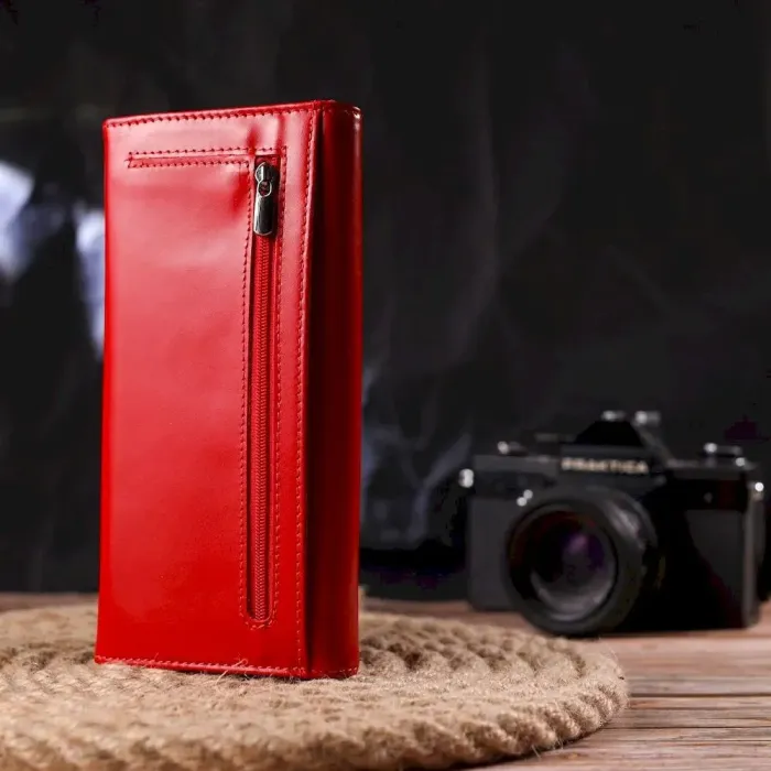 Жіночий яскравий гаманець з натуральної гладкої шкіри CANPELLINI 21626 Червоний