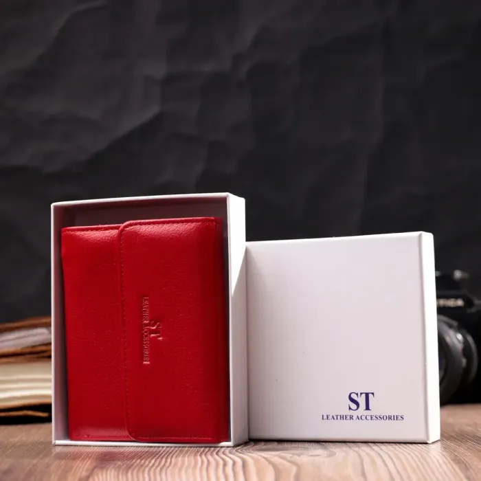 Жіночий яскравий гаманець із монетницею з натуральної шкіри ST Leather 19493 Червоний