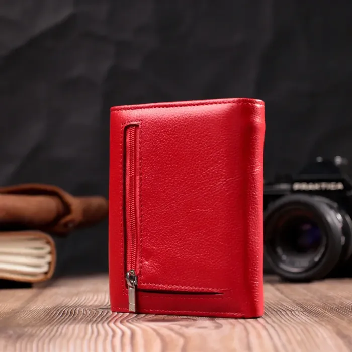 Жіночий яскравий гаманець із монетницею з натуральної шкіри ST Leather 19493 Червоний