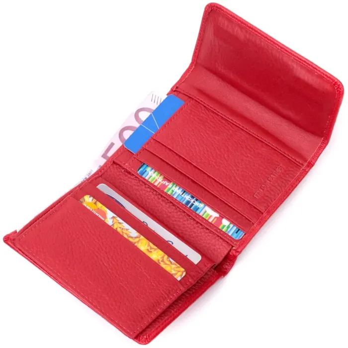 Жіночий яскравий гаманець із монетницею з натуральної шкіри ST Leather 19493 Червоний