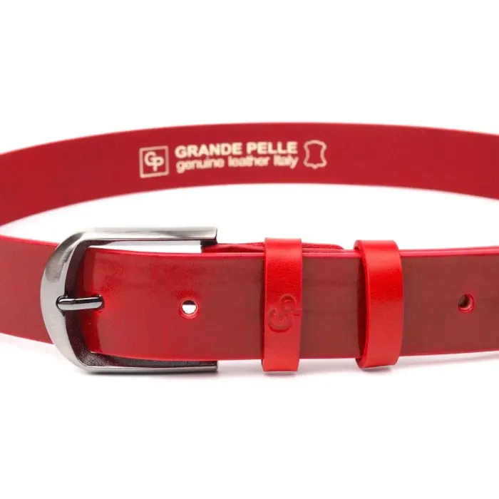 Жіночий яскравий ремінь із натуральної шкіри Grande Pelle 21457 Червоний