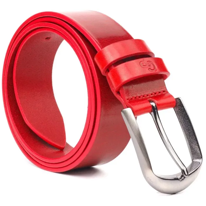 Жіночий яскравий ремінь із натуральної шкіри Grande Pelle 21457 Червоний