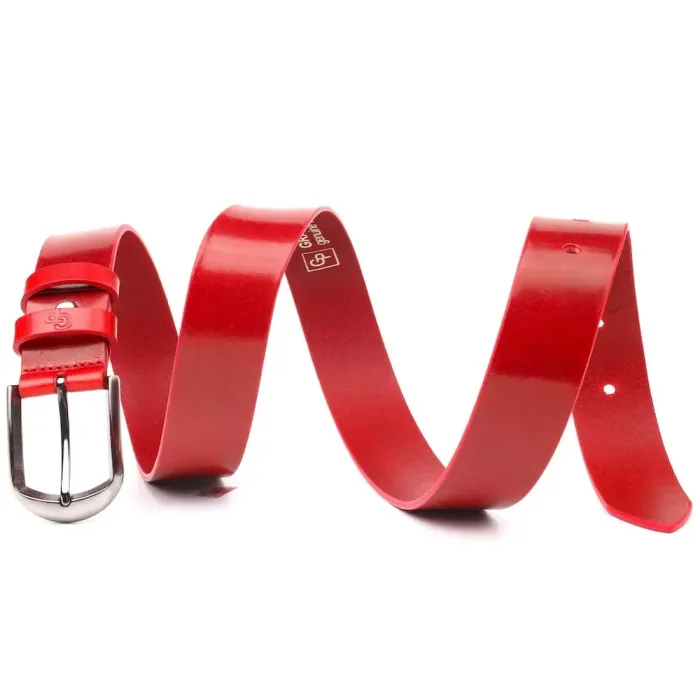 Жіночий яскравий ремінь із натуральної шкіри Grande Pelle 21457 Червоний