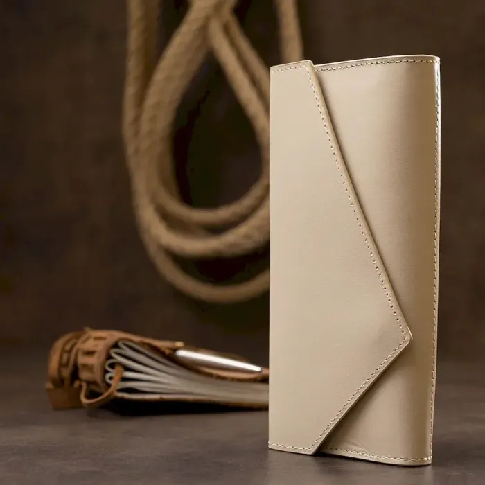 Класичний жіночий гаманець GRANDE PELLE 11521 Бежевий