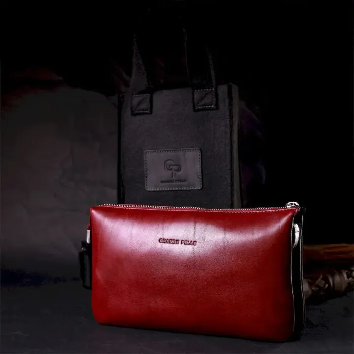 Жіночий клатч із натуральної шкіри GRANDE PELLE 11633 Марсала