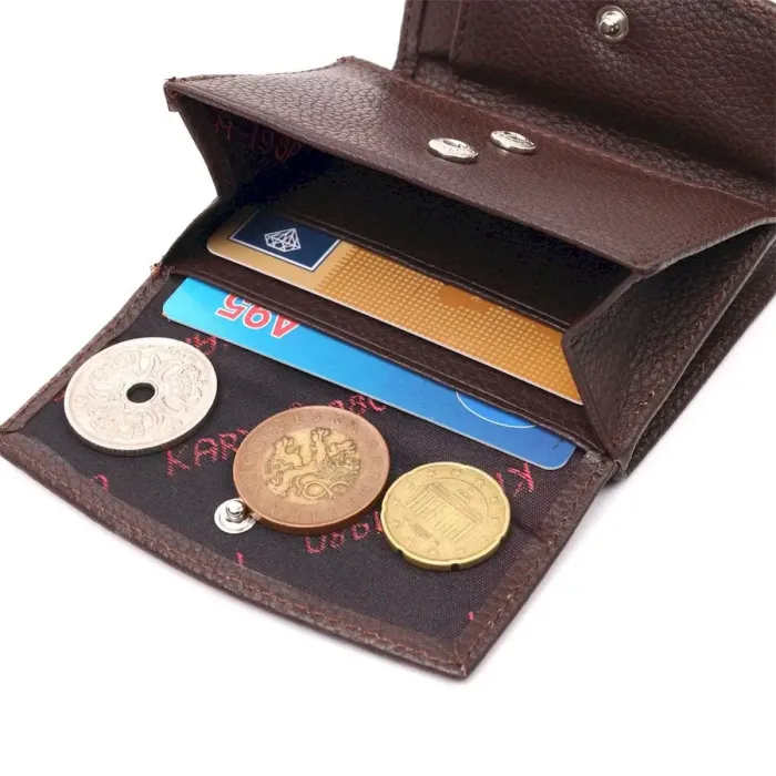 Женский компактный кошелек из натуральной кожи KARYA 21341 Коричневый