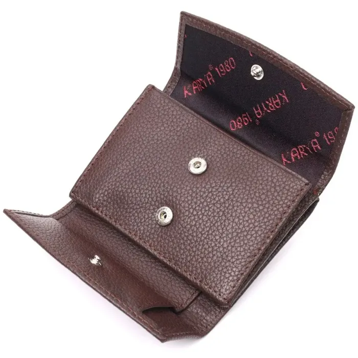 Женский компактный кошелек из натуральной кожи KARYA 21341 Коричневый
