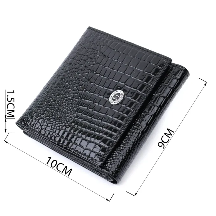 Комплектний жіночий гаманець з натуральної лакованої шкіри ST Leather 22688 Чорний