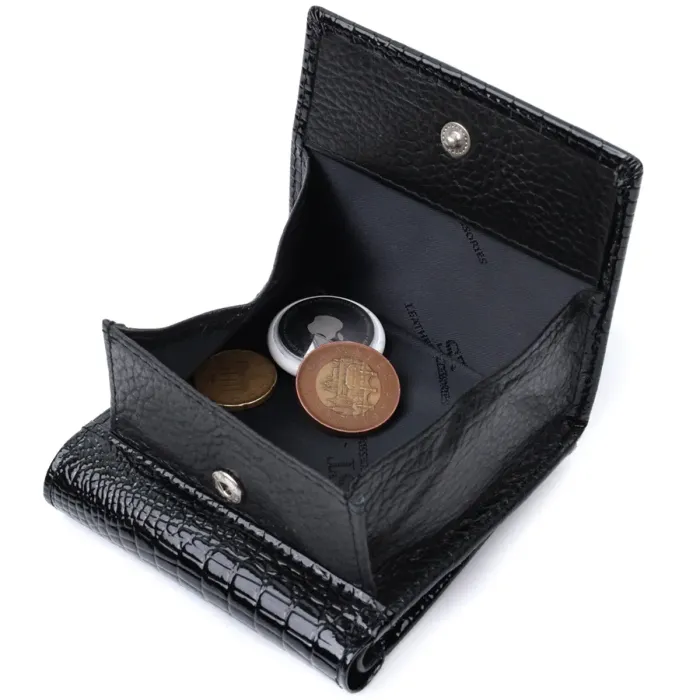 Комплектний жіночий гаманець з натуральної лакованої шкіри ST Leather 22688 Чорний