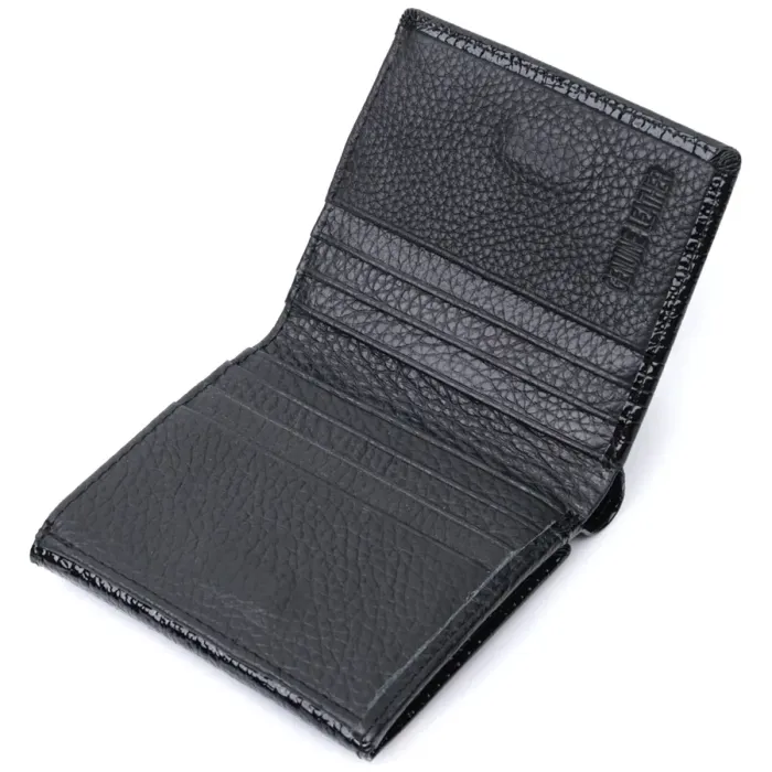 Комплектний жіночий гаманець з натуральної лакованої шкіри ST Leather 22688 Чорний