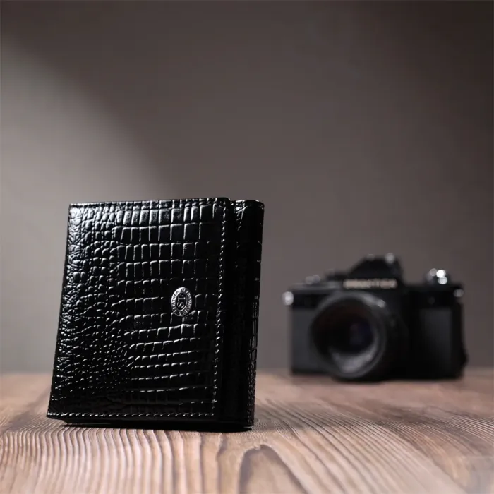 Комплектний жіночий гаманець з натуральної лакованої шкіри ST Leather 22688 Чорний