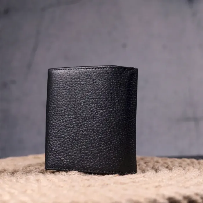 Женский компактный кошелек с монетницей из натуральной кожи KARYA 21382 Черный