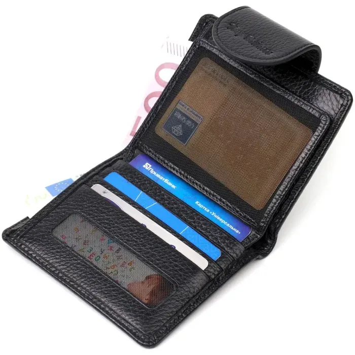 Жіночий гаманець із натуральної шкіри в класичному чорному кольорі Tony Bellucci 21987 Чорний