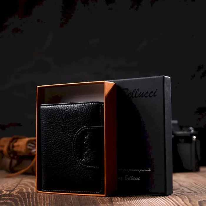 Жіночий гаманець із натуральної шкіри в класичному чорному кольорі Tony Bellucci 21987 Чорний