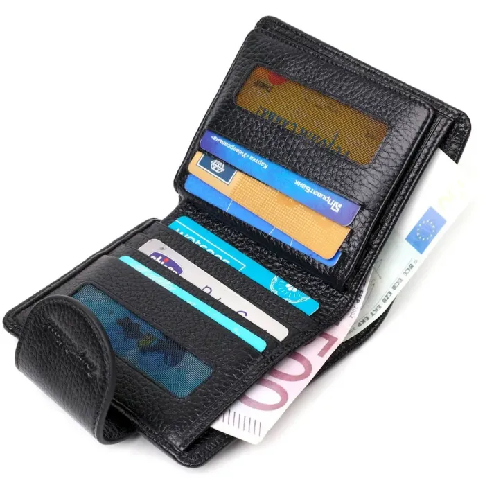 Жіночий гаманець із натуральної шкіри в класичному чорному кольорі Tony Bellucci 21987 Чорний