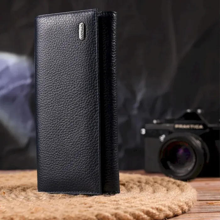 Женский кошелек из натуральной зернистой кожи CANPELLINI 21624 Синий