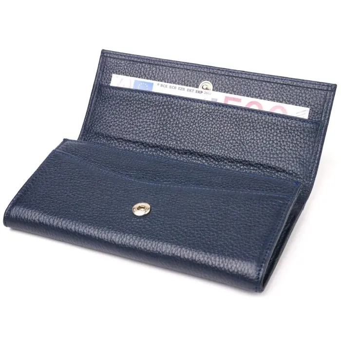 Женский кошелек из натуральной зернистой кожи CANPELLINI 21624 Синий