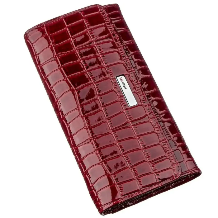 Жіночий гаманець червоний лаковий під екзотику 17373 KARYA Червоний
