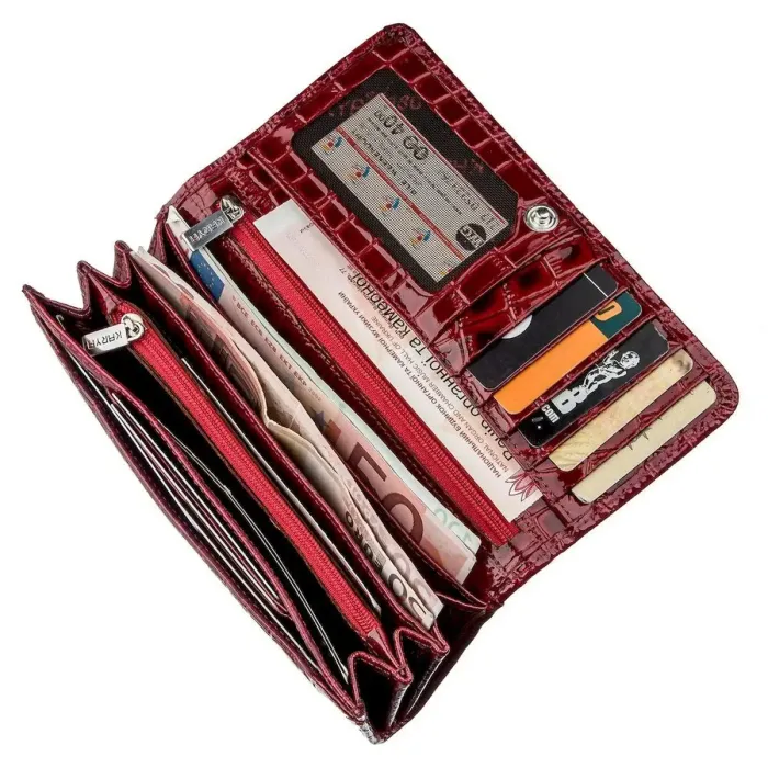 Жіночий гаманець червоний лаковий під екзотику 17373 KARYA Червоний