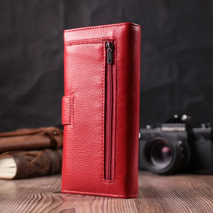 Женский кошелек на четыре отделения для купюр из натуральной кожи ST Leather 22549 Красный