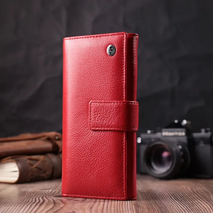 Женский кошелек на четыре отделения для купюр из натуральной кожи ST Leather 22549 Красный
