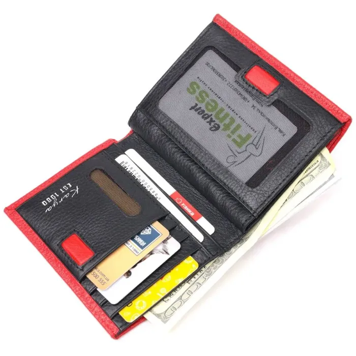 Женский кошелек на магните из натуральной кожи KARYA 21184 Красный