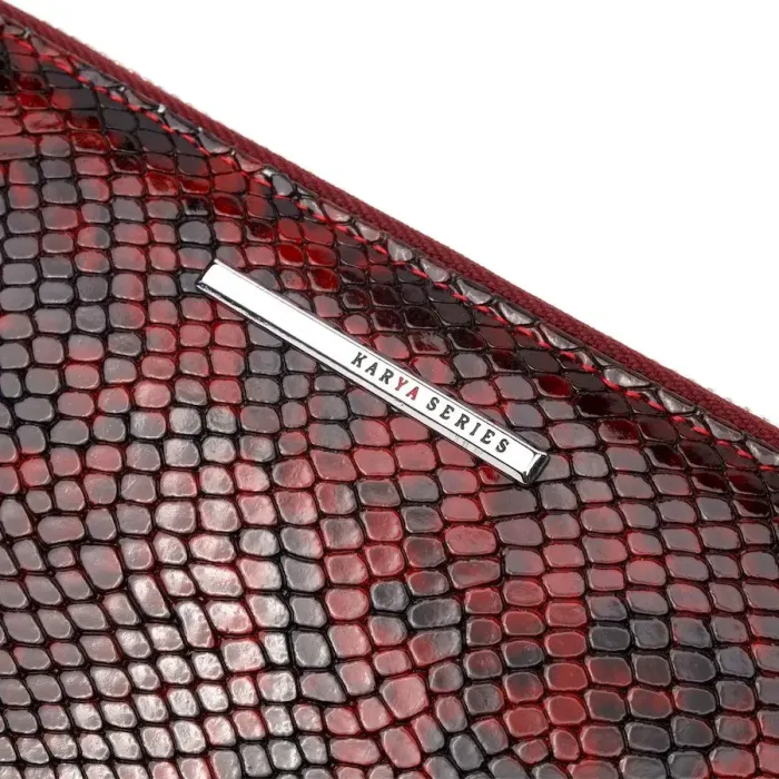 Женский кошелек на молнии из натуральной фактурной кожи под змею KARYA 21021 Разноцветный