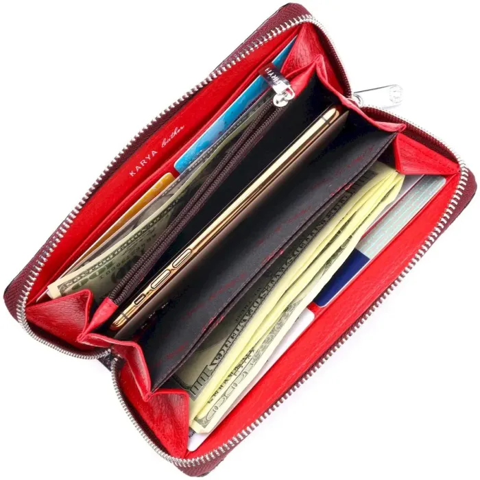 Женский кошелек на молнии из натуральной фактурной кожи под змею KARYA 21021 Разноцветный