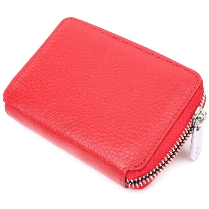 Женский кошелек на молнии из натуральной кожи KARYA 21342 Красный